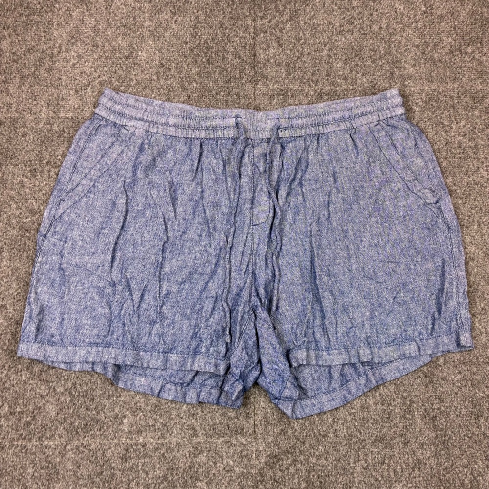 Old Navy Womens Blue Linen Blend Drawstring Shorts Chambray Size XL W36